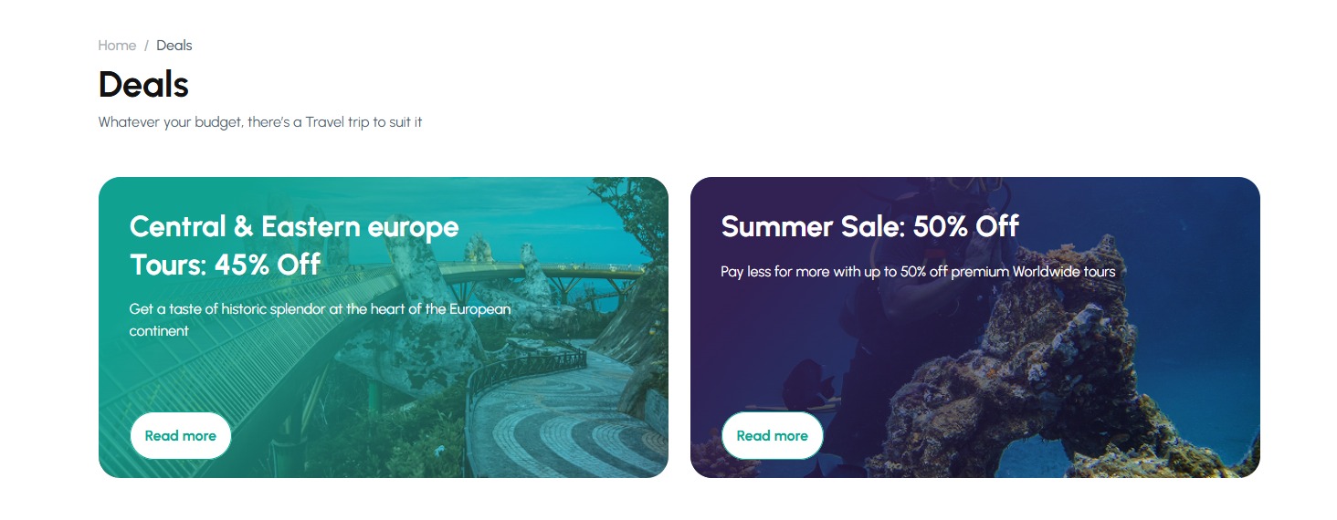 TravelZilla screenshot: Promotional Deals